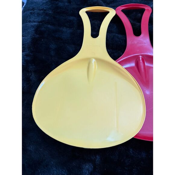 LL Bean Slope Slider Snow Saucer Sled Spoon Set of 2 winter fun - Picture 2 of 5